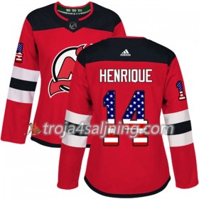 New Jersey Devils tröja Adam Henrique 14 Röd USA Flag Fashion 2017-2018 Adidas Authentic - Dame NHL Tröjor